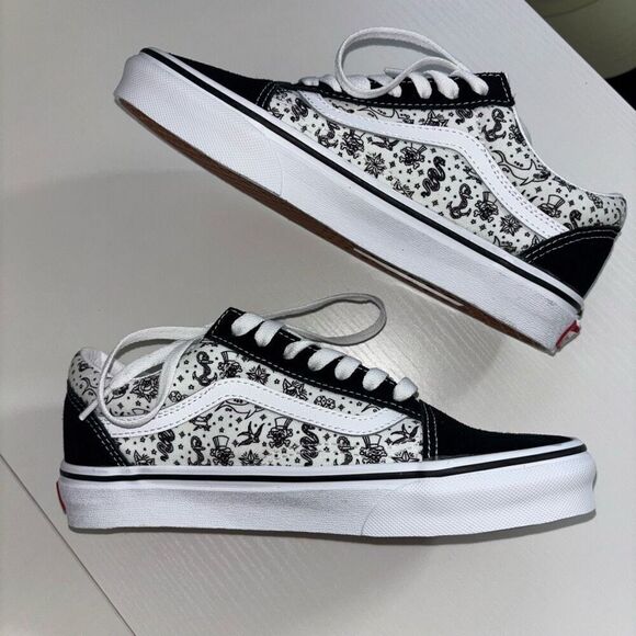 Vans Old Skool Skate Shoe Canvas Suede Sneaker black marshmallow Lace up Closure - Picture 5 of 12